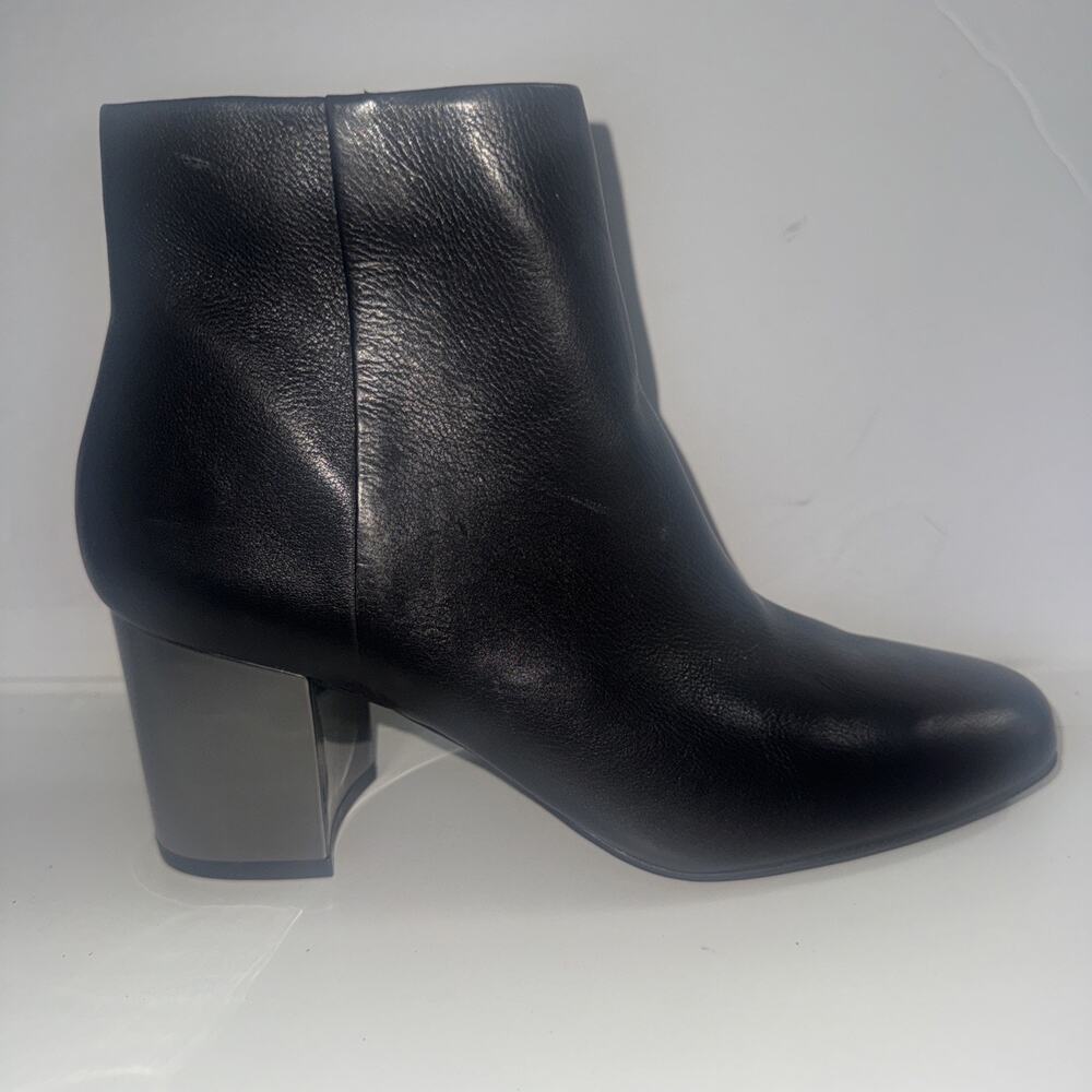 Aldo Boots Womens 7.5 Ankle Bootie Black Soft Leather Side Zip Casual Block Heel